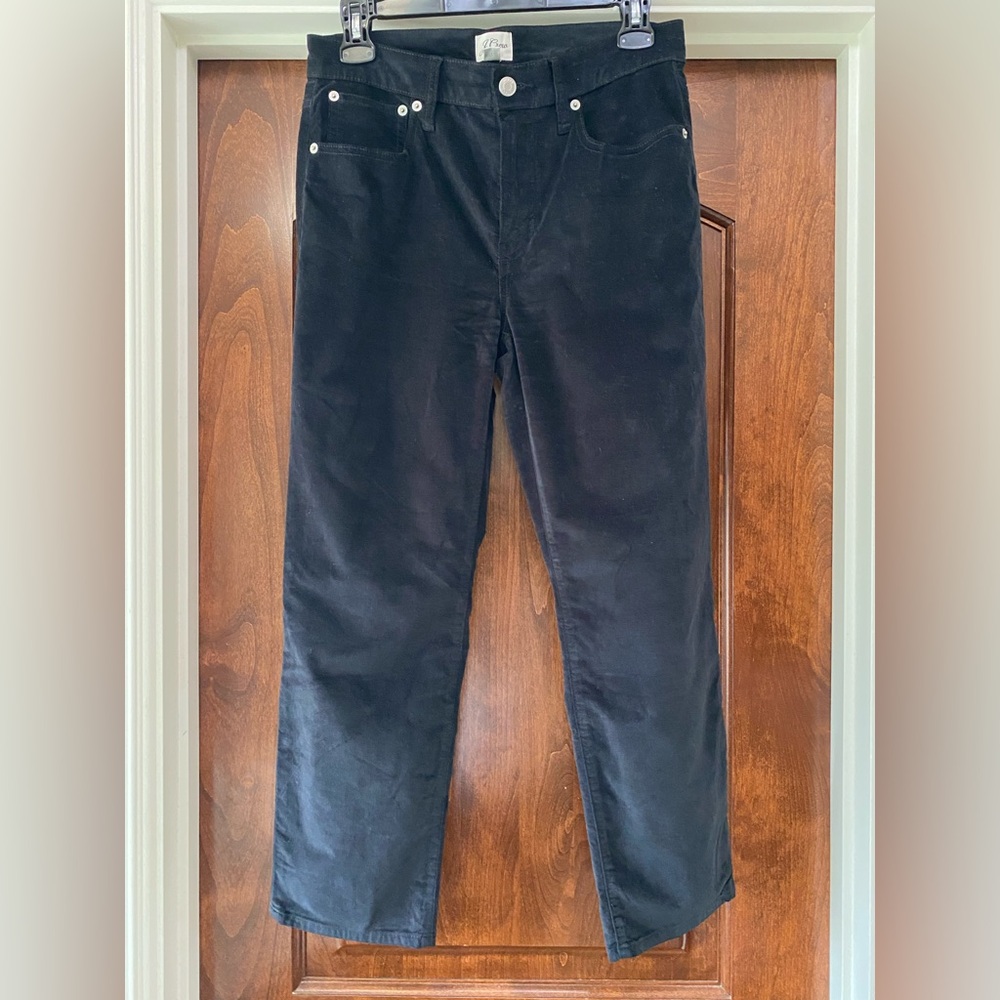 J. Crew Vintage Slim Straight Black Velvet Jeans Pants Sz 27P